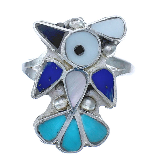 Thunderbird Zuni Multicolor And Sterling Silver Ring Size 8-1/4 AX122505